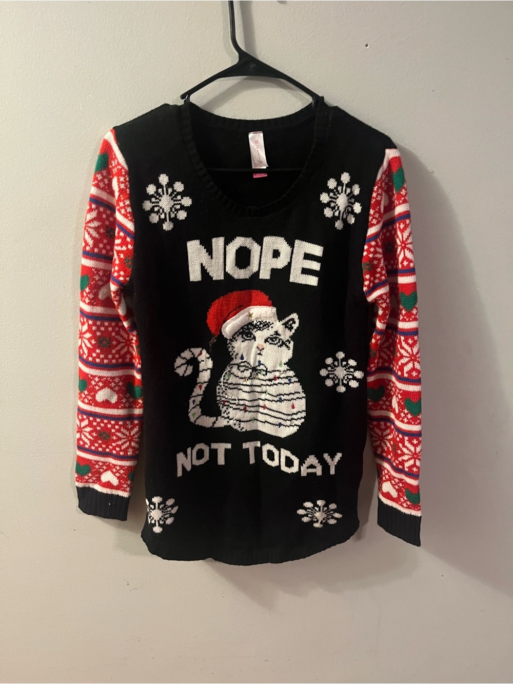 Women’s Black 'Nope Not Today' Holiday Cat Sweater